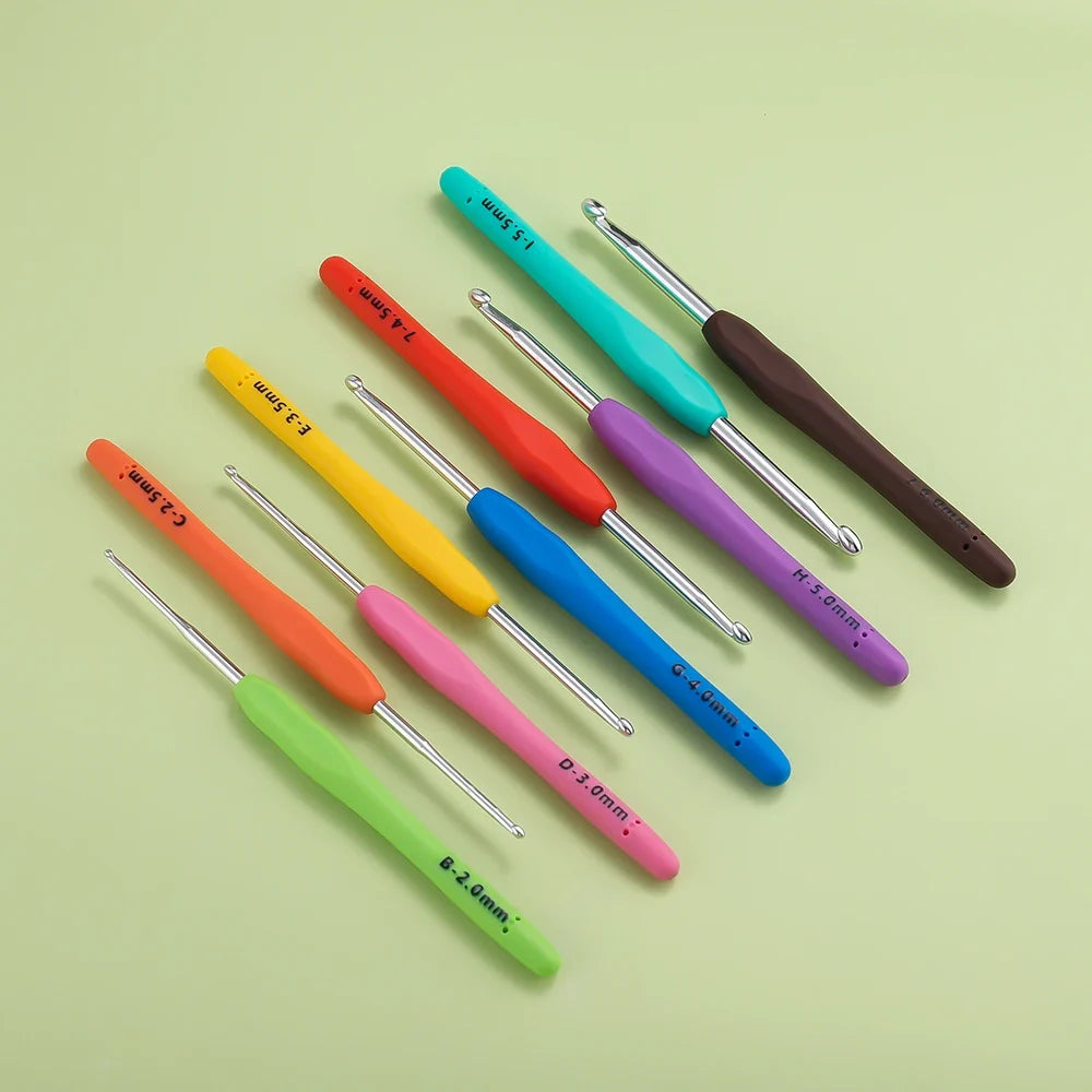 Ergonomic Colorful Rubber Handle Crochet Hook For DIY