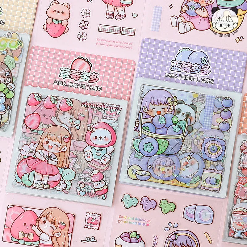 Kawaii Girl And Fruit Scrapbook Sticker Set