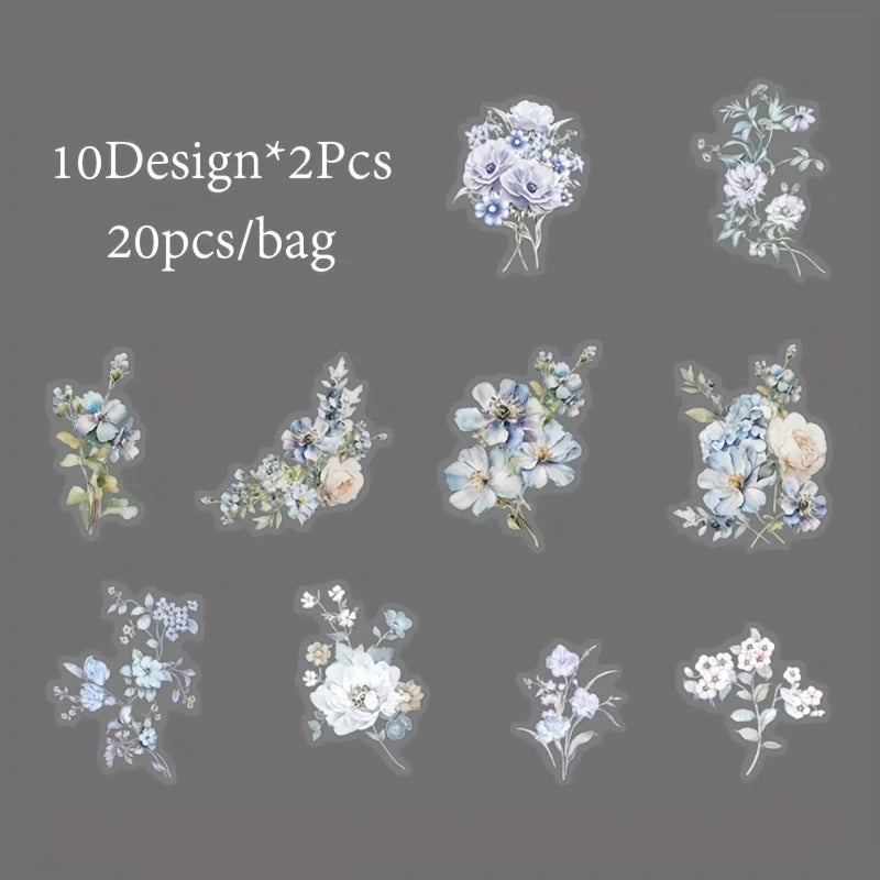 20-Piece Plant Themed DIY Decorative Scrapbook Stickers