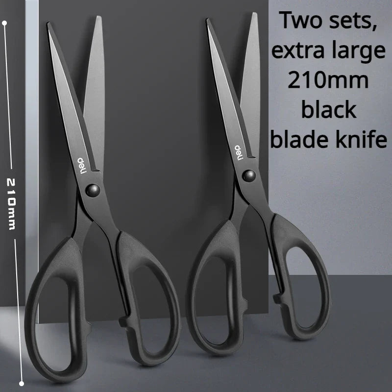 Deli Black Stainless Steel Scissors Office Home Cutting
