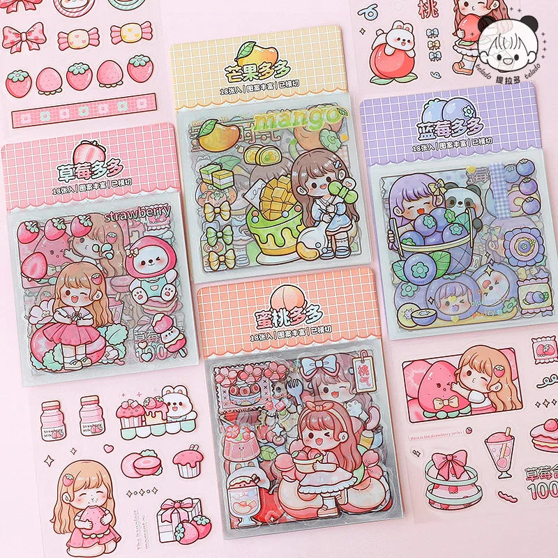 Kawaii Girl And Fruit Scrapbook Sticker Set