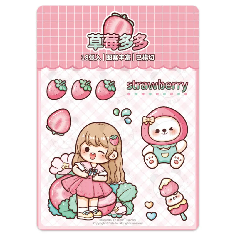 Kawaii Girl And Fruit Scrapbook Sticker Set