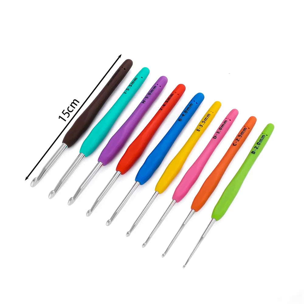 Ergonomic Colorful Rubber Handle Crochet Hook For DIY