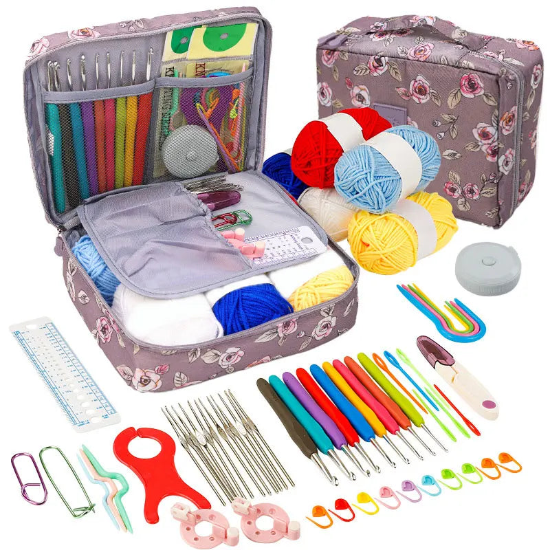 Beginner Crochet Kit With Hooks Yarn Portable Set
