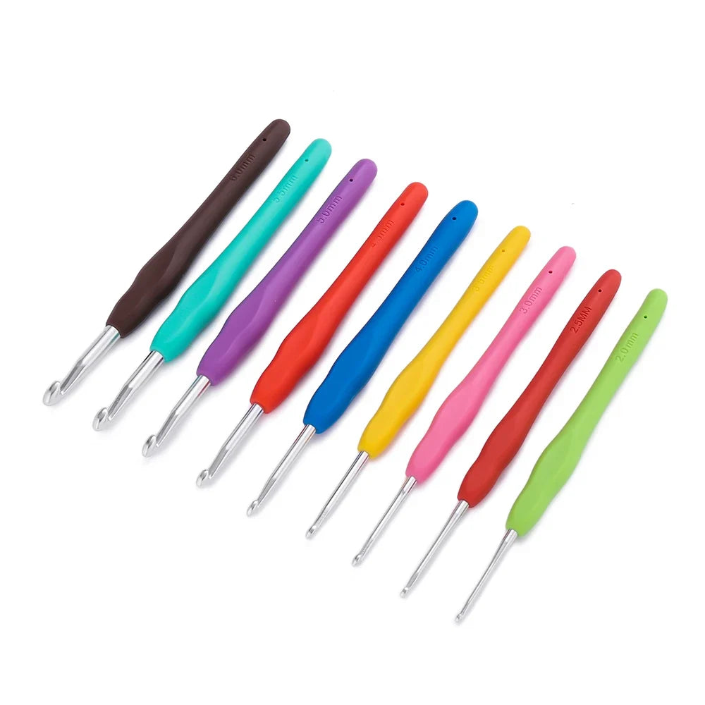 Ergonomic Colorful Rubber Handle Crochet Hook For DIY