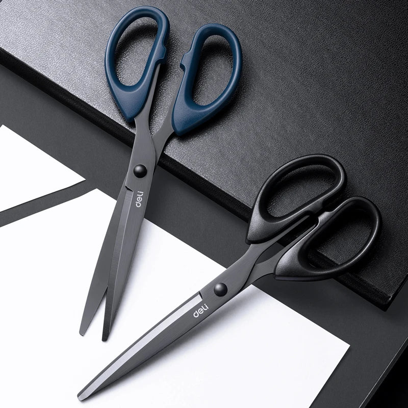 Deli Black Stainless Steel Scissors Office Home Cutting