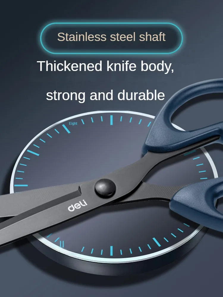 Deli Black Stainless Steel Scissors Office Home Cutting