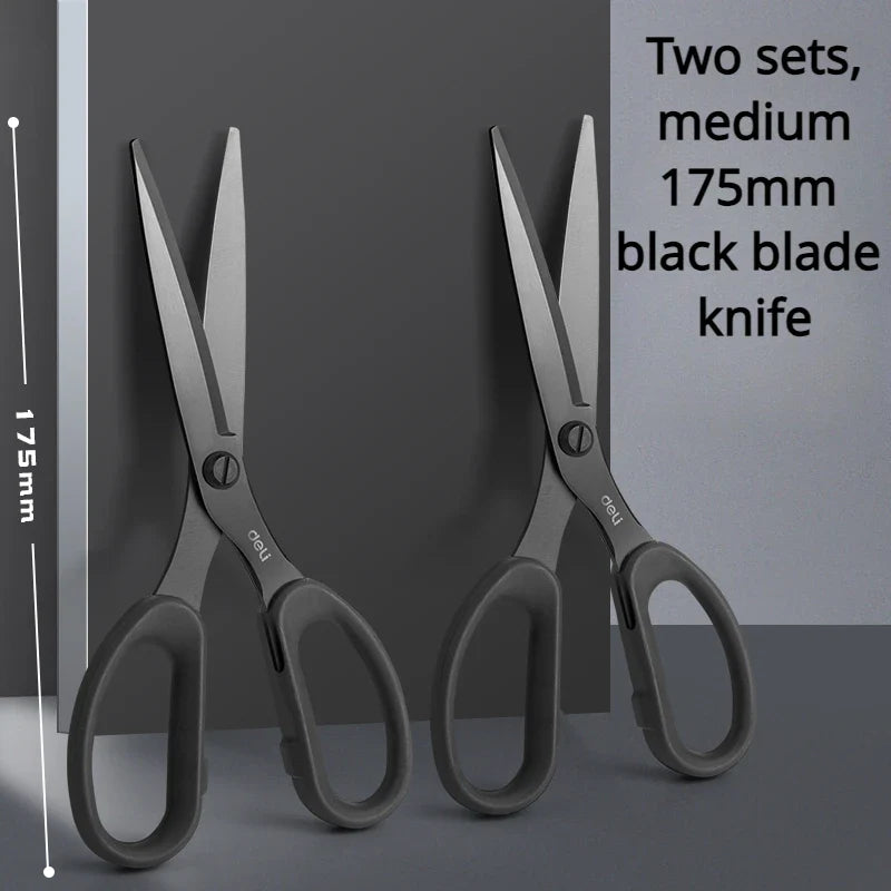Deli Black Stainless Steel Scissors Office Home Cutting