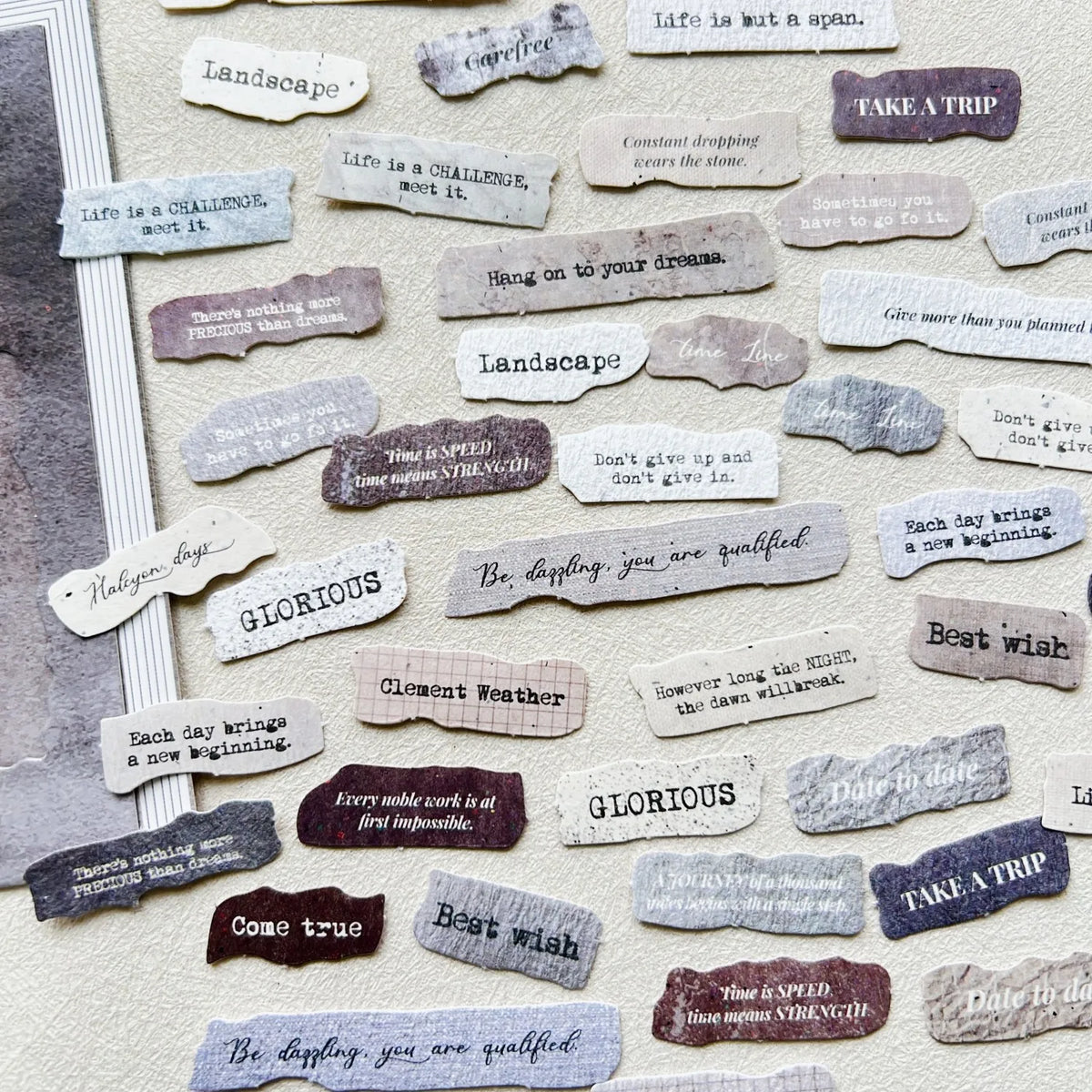 50-Piece English Label Sticker Junk Journal Kit