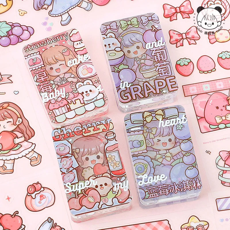 Kawaii Girl And Fruit Scrapbook Sticker Set