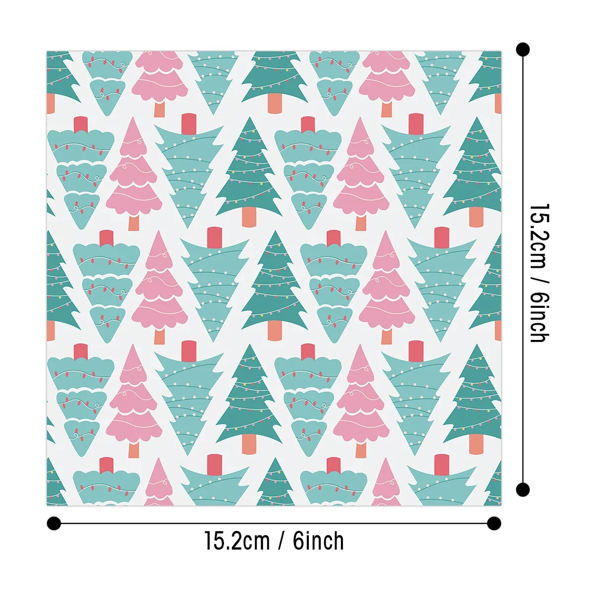 12-Piece Retro Christmas Tree Scrapbook Craft Paper