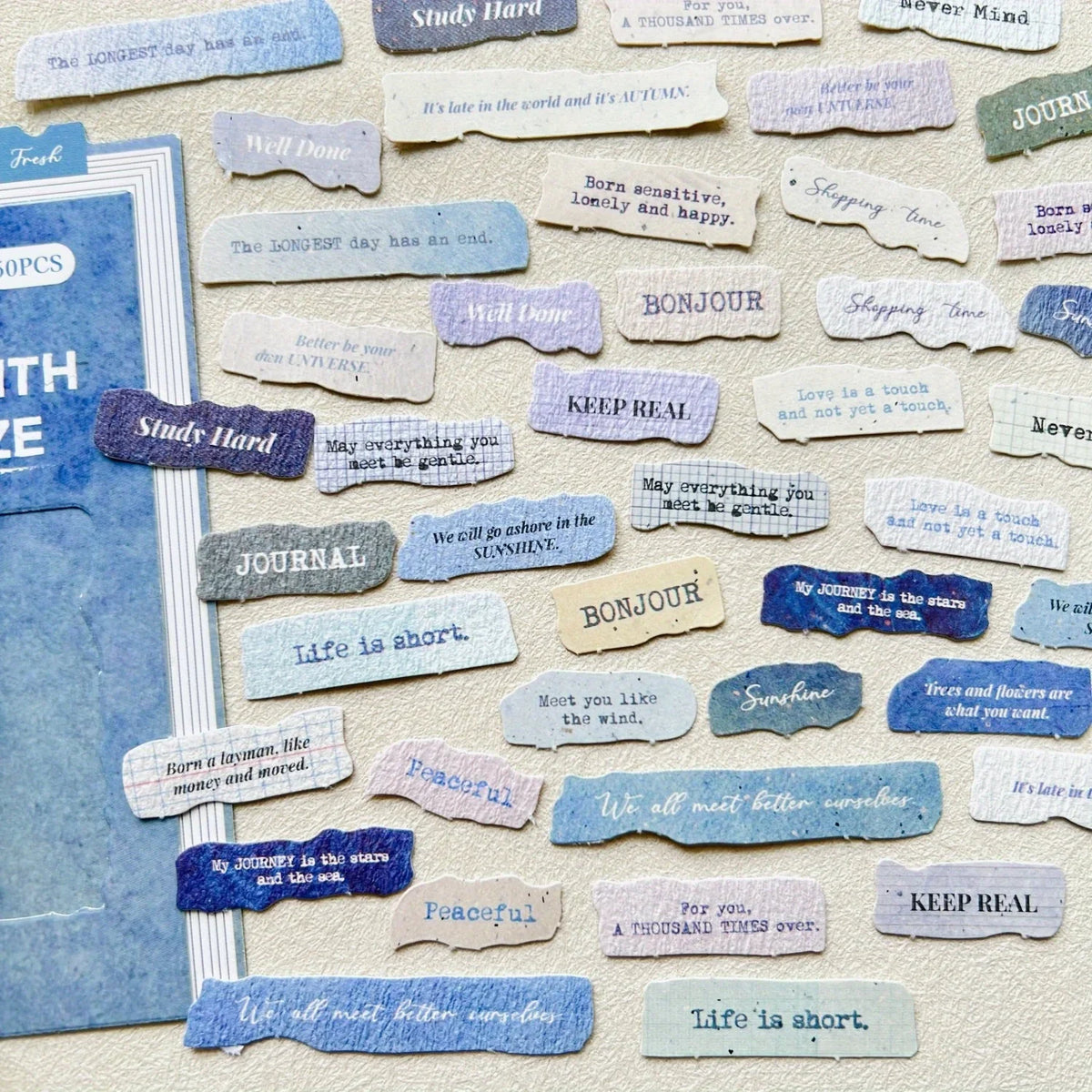 50-Piece English Label Sticker Junk Journal Kit