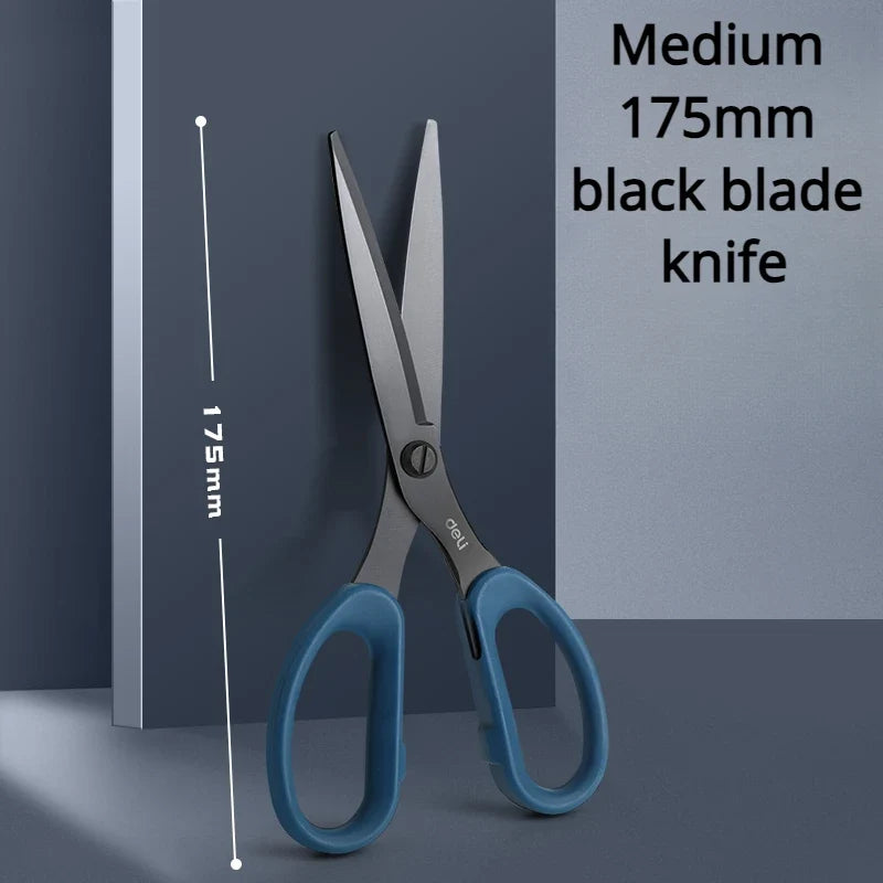 Deli Black Stainless Steel Scissors Office Home Cutting