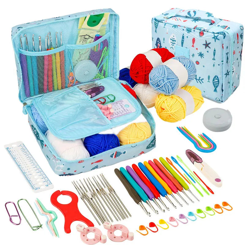Beginner Crochet Kit With Hooks Yarn Portable Set