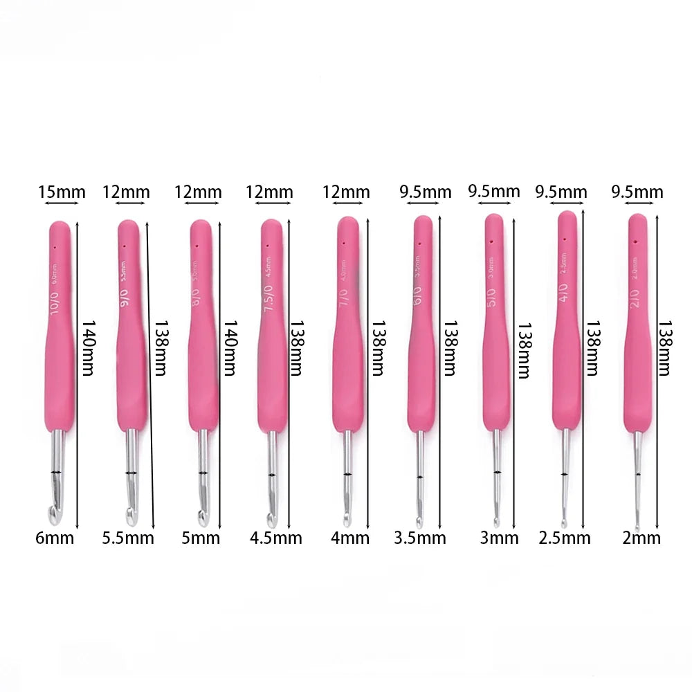 Ergonomic Colorful Rubber Handle Crochet Hook For DIY