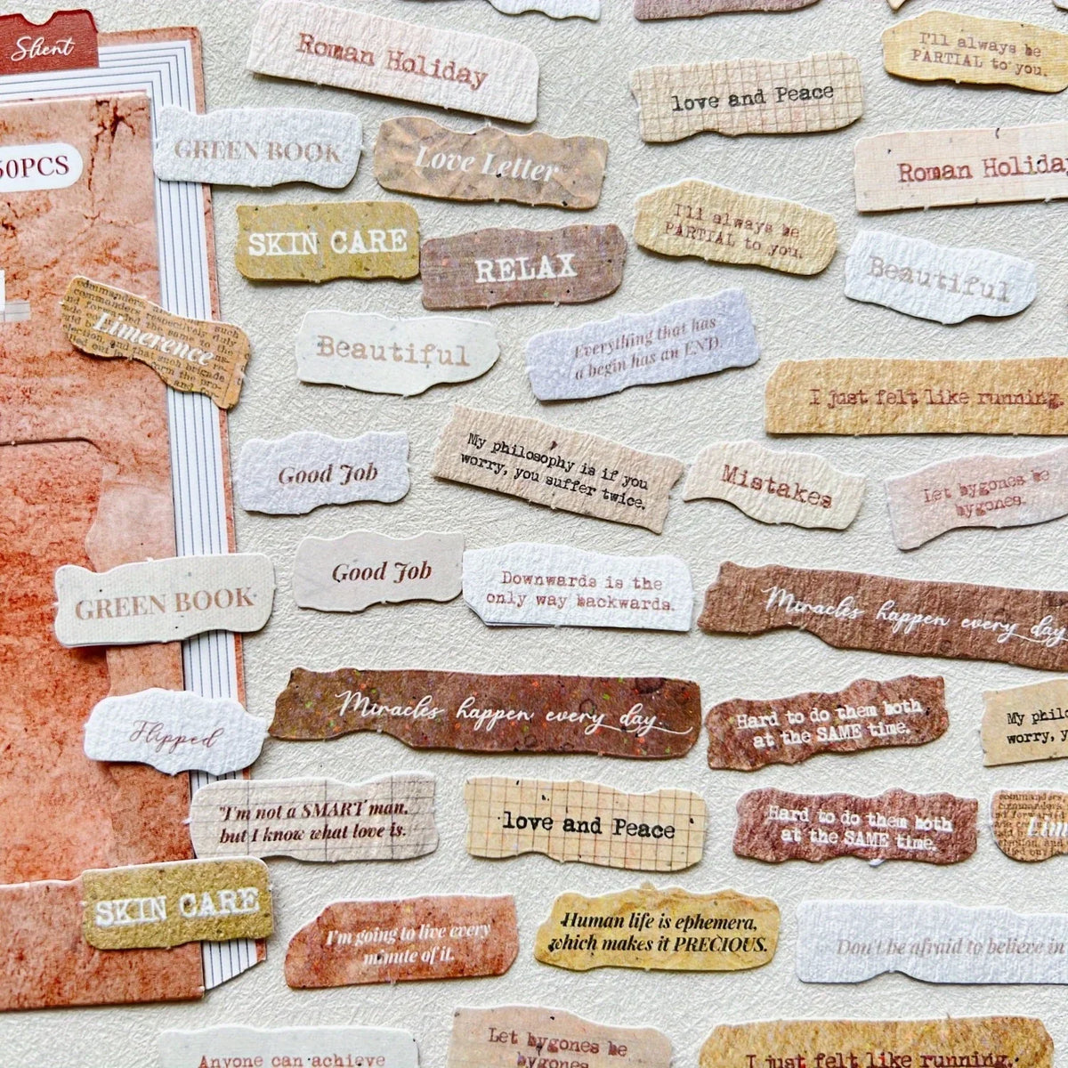 50-Piece English Label Sticker Junk Journal Kit