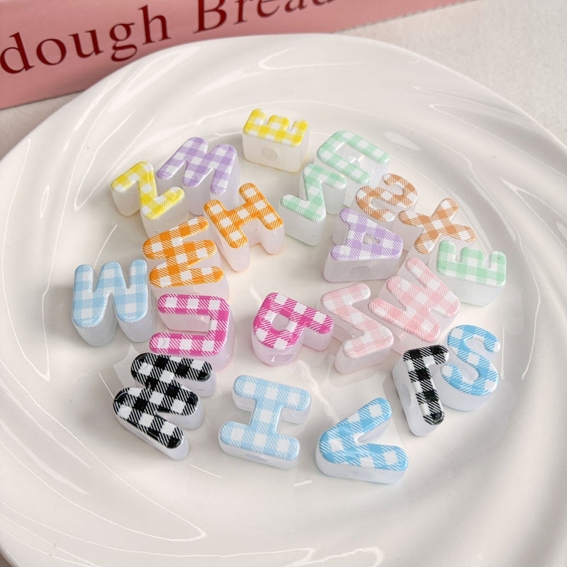 Heckered Letter Acrylic Beads, Big Hole Alphabet Spacers For DIY Kids Learning Toys, Name Necklaces, Personalized Craft & Jewelry Making.