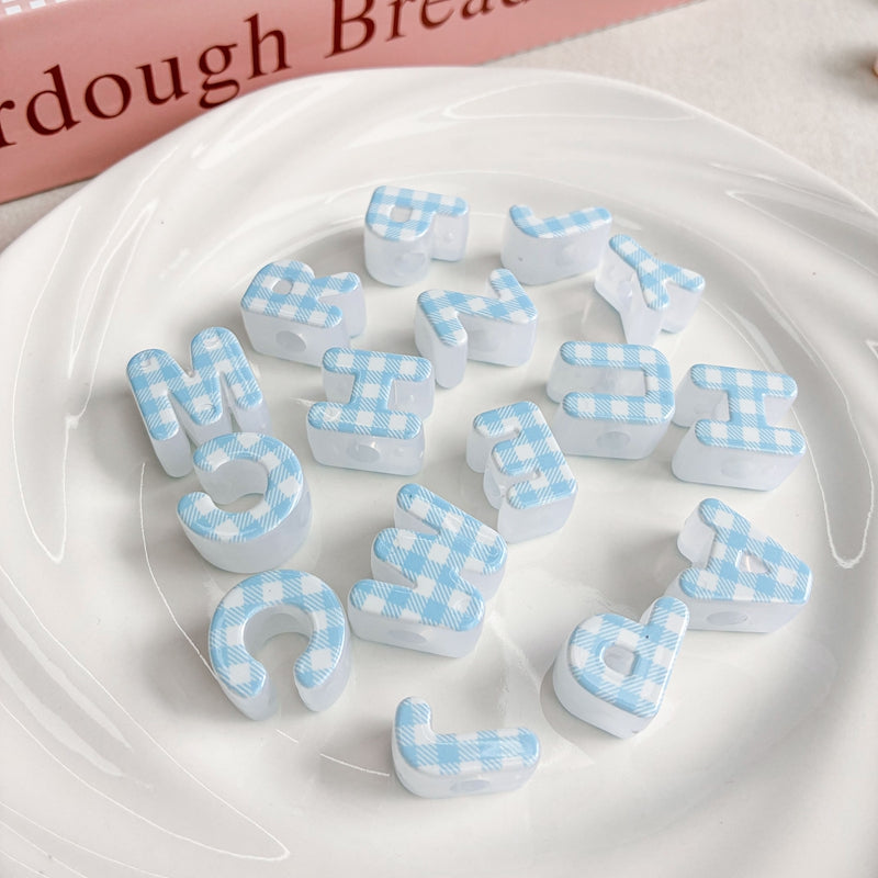 Heckered Letter Acrylic Beads, Big Hole Alphabet Spacers For DIY Kids Learning Toys, Name Necklaces, Personalized Craft & Jewelry Making.