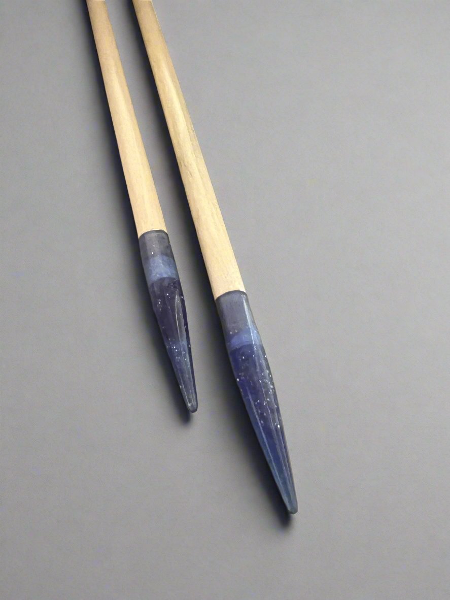 Purple Glitter Resin Maple Knitting Needles Set