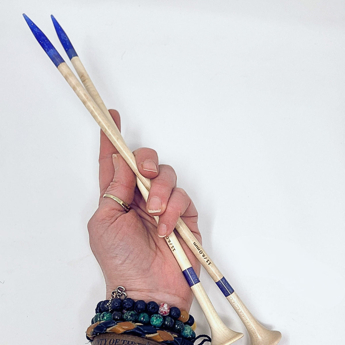 Purple Glitter Resin Maple Knitting Needles Set